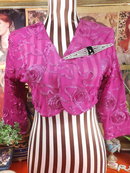 Vintage 1950s Rhinestone Black Glass Large Brooch Mid-Century Geometric