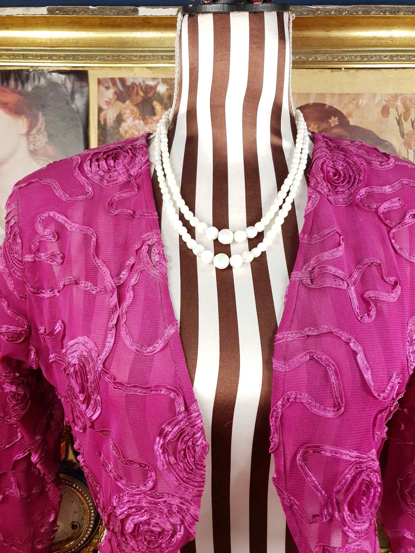 Vintage 1960s White Aurora Borealis Bead Necklace Two Strand AB