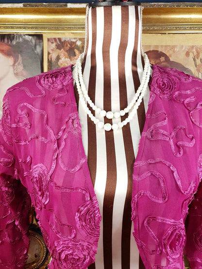 Vintage 1960s White Aurora Borealis Bead Necklace Two Strand AB