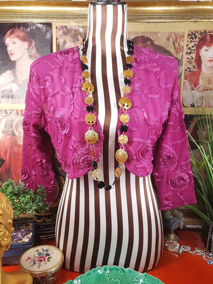 Vintage 1960s Carved Lucite Tree Of Life Necklace - Golden Marble & Black Boho