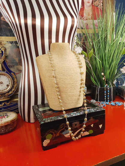 Vintage 1960s Czech Honey Glass Bead Filigree Necklace Bohemian