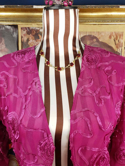 Vintage 1970s Red Rose Necklace Choker Flower Floral Gold-Tone