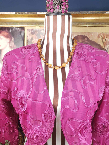 Vintage 1970s Chestnut Brown Wooden Bead Necklace Boho Retro