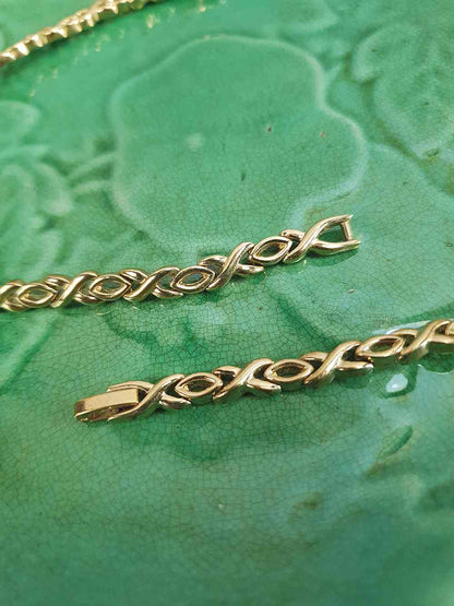 Vintage 1980s Chain Link Choker Necklace Gold-Tone