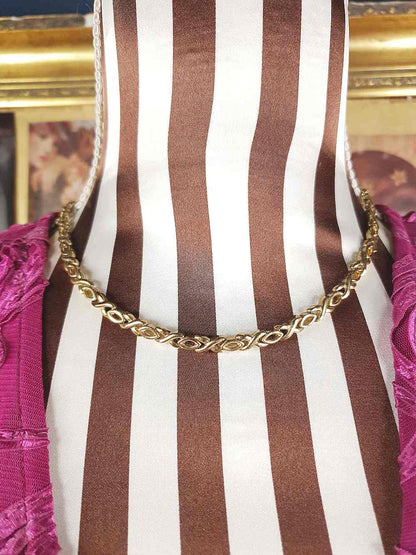 Vintage 1980s Chain Link Choker Necklace Gold-Tone