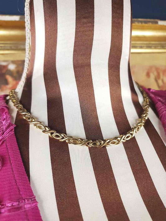 Vintage 1980s Chain Link Choker Necklace Gold-Tone