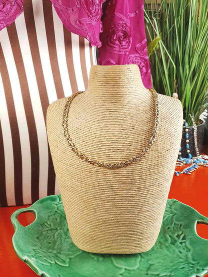 Vintage 1980s Chain Link Choker Necklace Gold-Tone