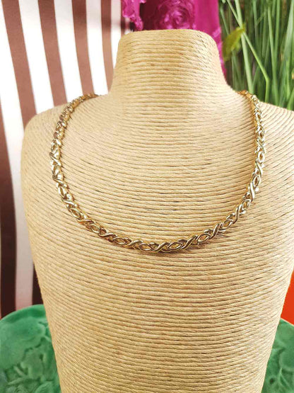 Vintage 1980s Chain Link Choker Necklace Gold-Tone