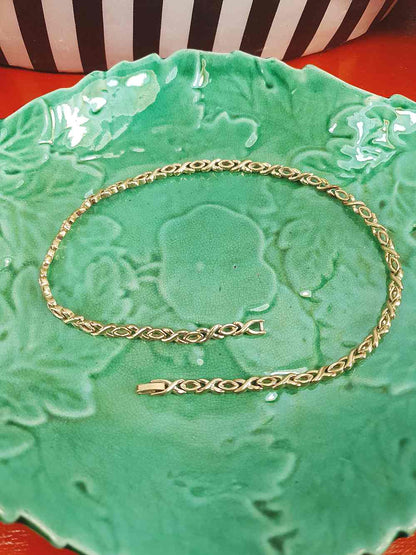 Vintage 1980s Chain Link Choker Necklace Gold-Tone