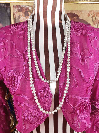 Vintage 1980s Grey Lilac Baroque Freshwater Pearl Necklace – 62" Long Strand