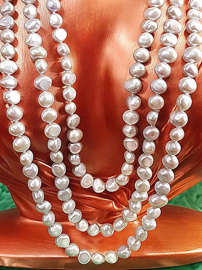 Vintage 1980s Grey Lilac Baroque Freshwater Pearl Necklace – 62" Long Strand