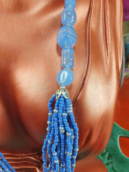 Vintage 90s Purple Lilac Art Glass Bead Necklace