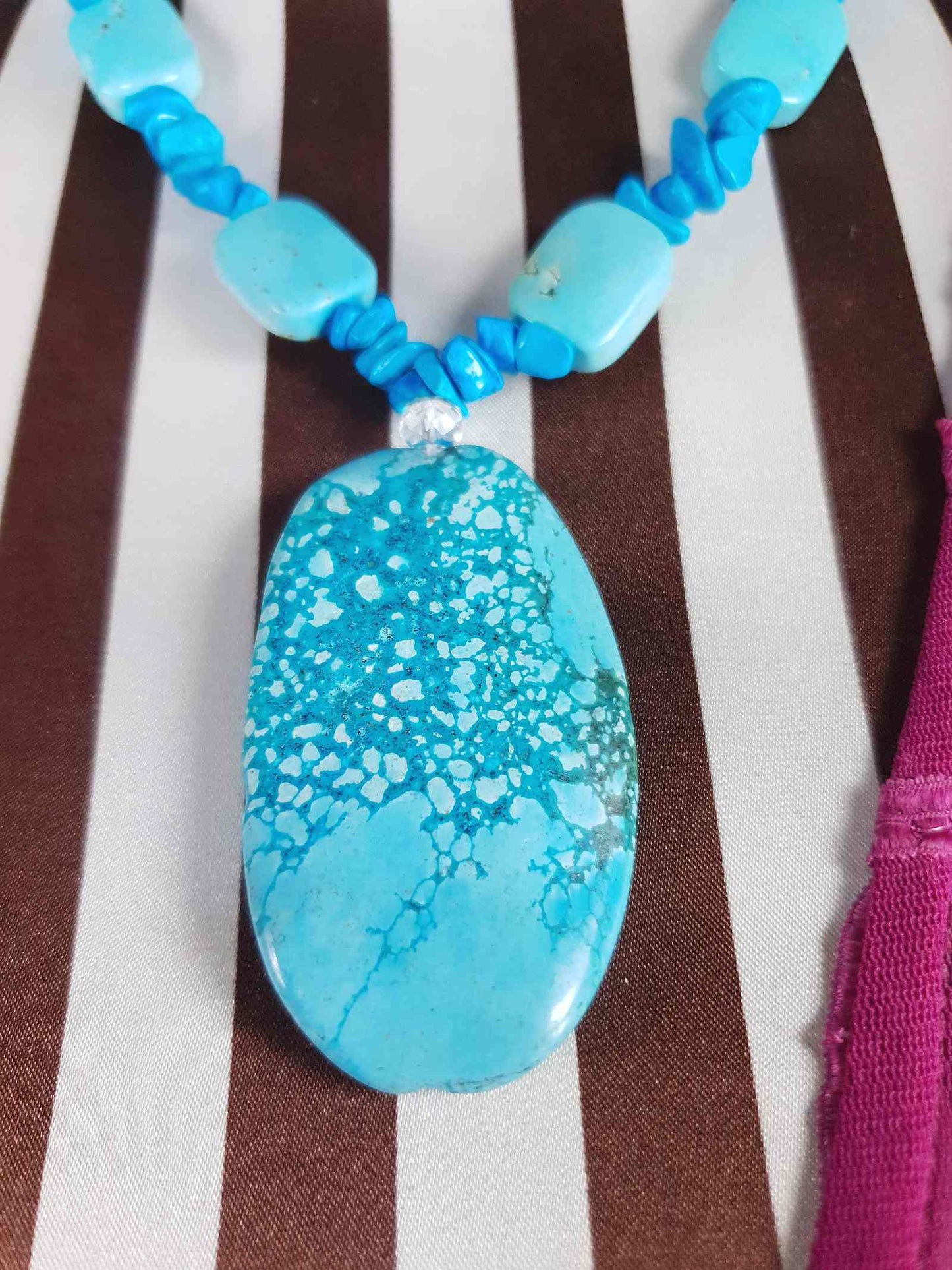 Vintage Turquoise Blue Ceramic Boho Glass Necklace Y2K