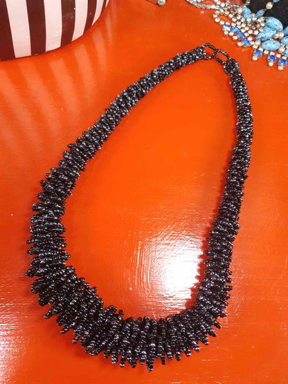 Vintage Indonesian Black Seed Bead Boho Necklace