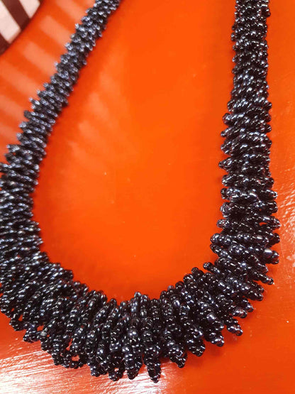 Vintage Indonesian Black Seed Bead Boho Necklace