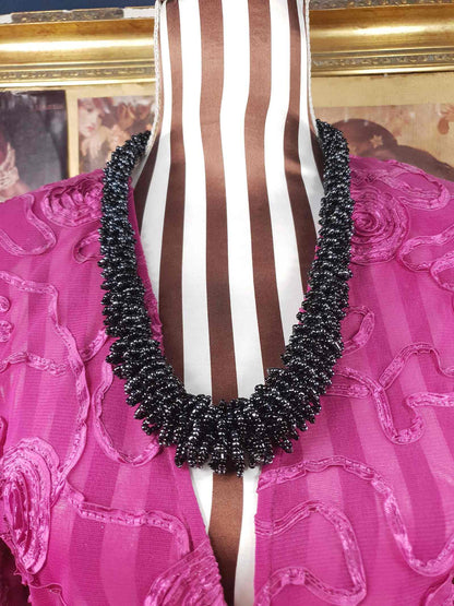 Vintage Indonesian Black Seed Bead Boho Necklace