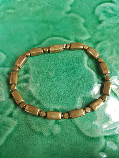 Vintage 1920s Art Deco Czech Rhinestone Bracelet – Black Glass Links Signed