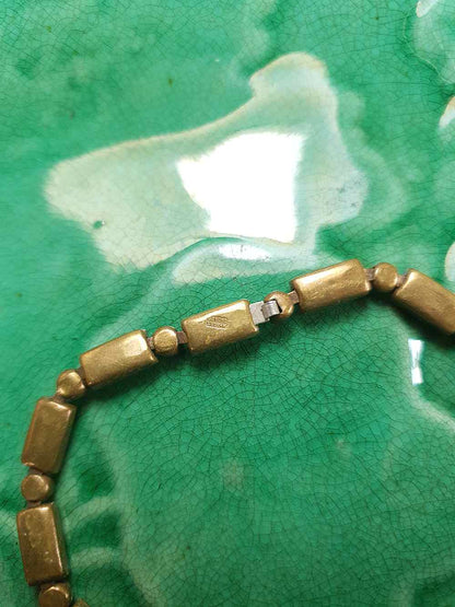 Vintage 1920s Art Deco Czech Rhinestone Bracelet – Black Glass Links Signed