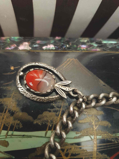 Vintage 1960s Miracle Scottish Pewter Charm Bracelet Celtic - Signed