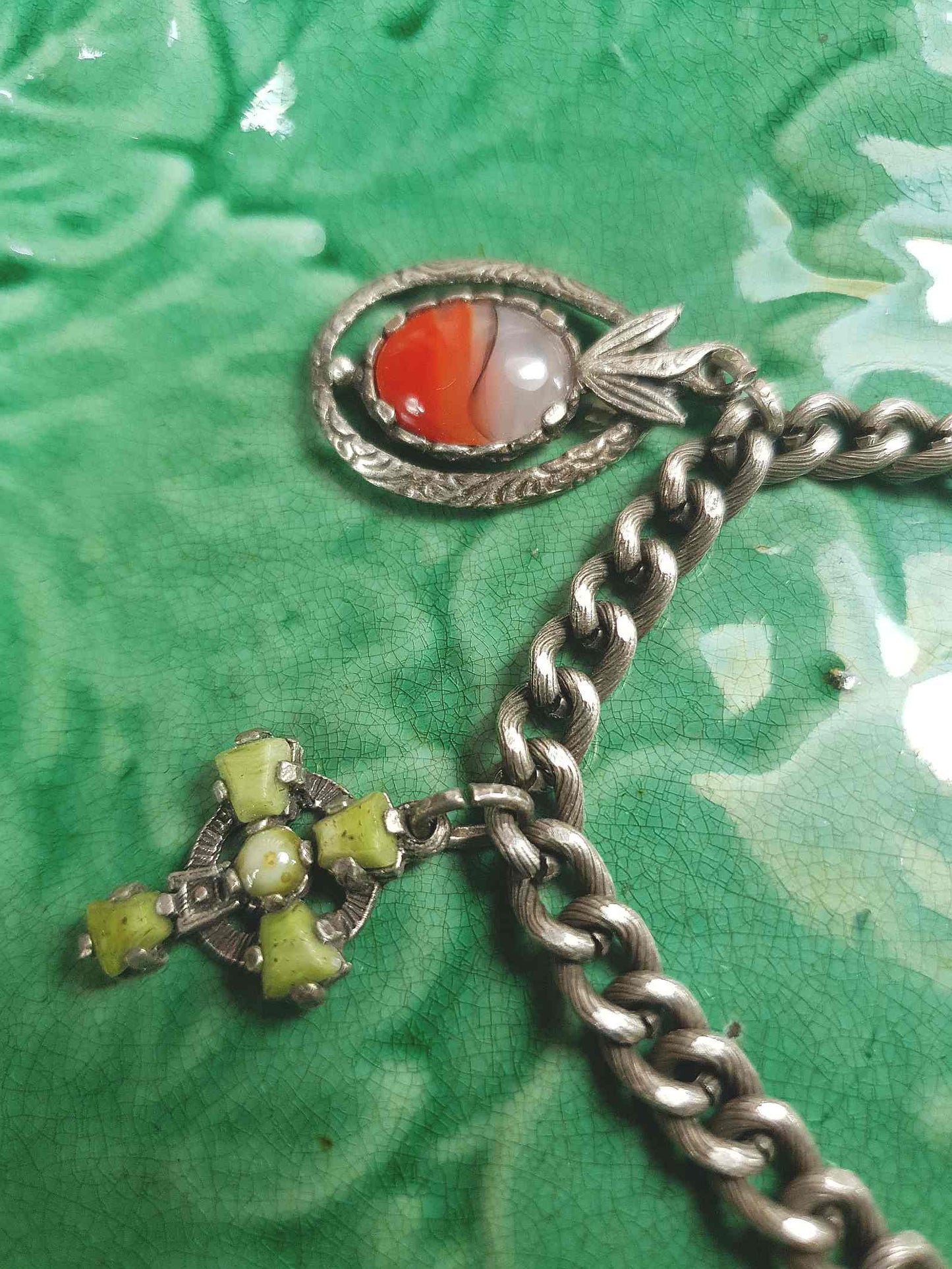 Vintage 1960s Miracle Scottish Pewter Charm Bracelet Celtic - Signed