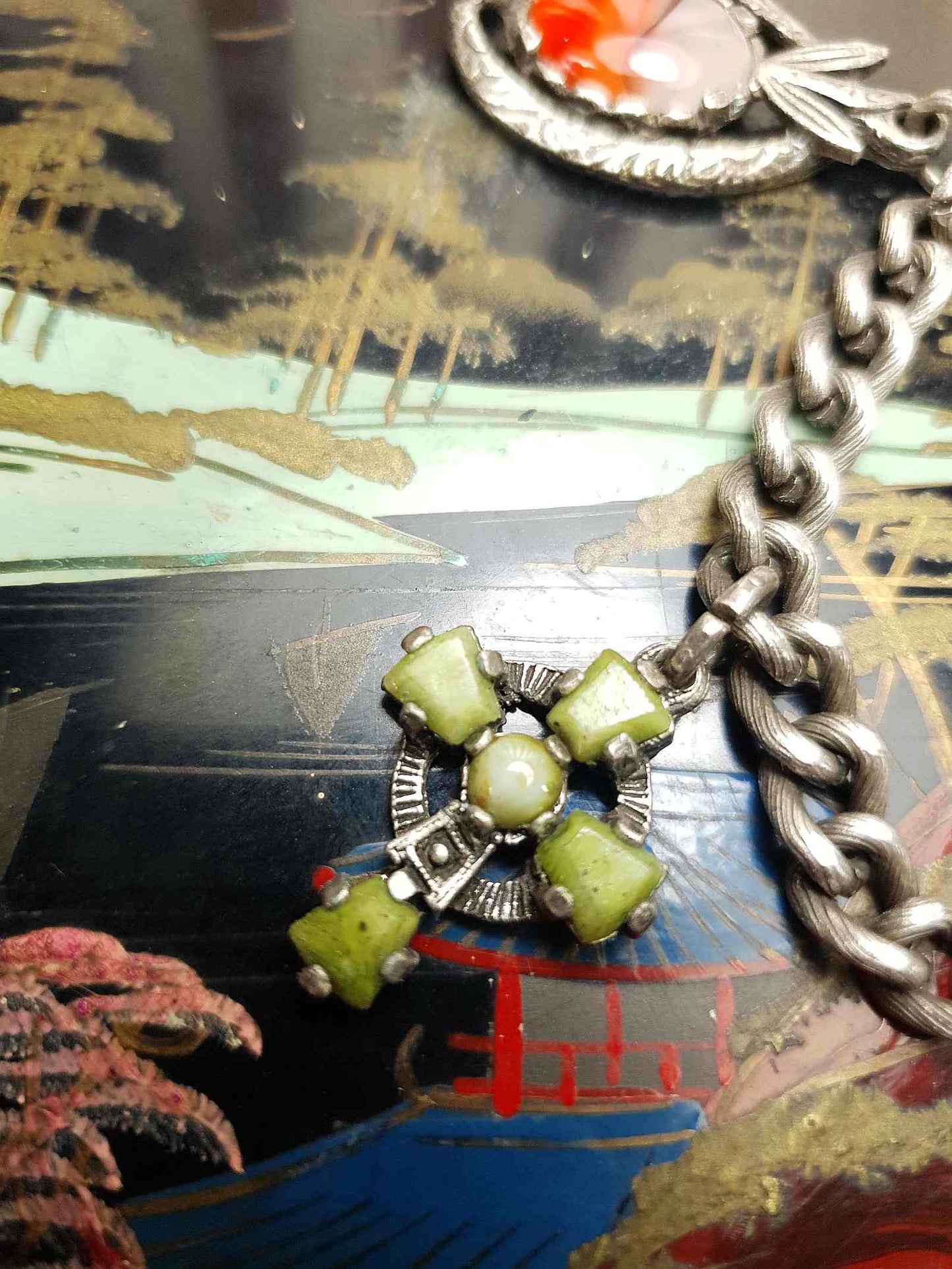 Vintage 1960s Miracle Scottish Pewter Charm Bracelet Celtic - Signed