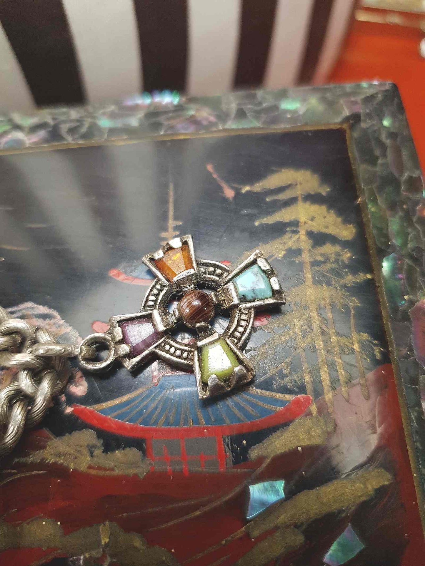 Vintage 1960s Miracle Scottish Pewter Charm Bracelet Celtic - Signed