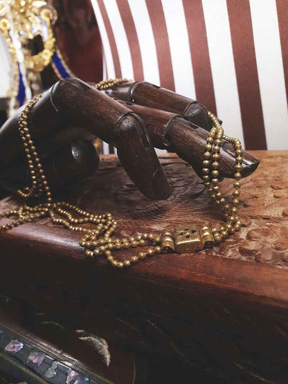 Vintage 1920s Art Deco Necklace Brass Beads Antique Three Tiers Antique