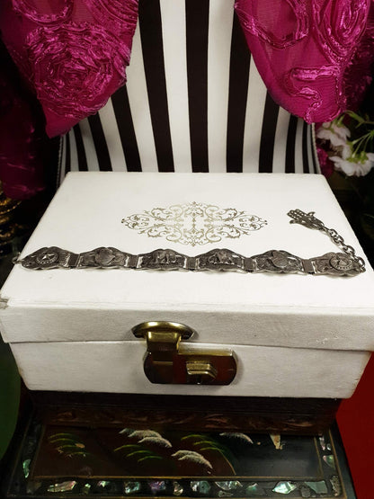 Vintage 1920s Silver Elephant Bracelet Antique Marked Boho Bohemian Algerian