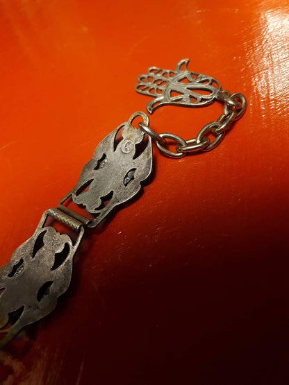 Vintage 1920s Silver Elephant Bracelet Antique Marked Boho Bohemian Algerian