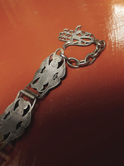 Vintage 1920s Silver Elephant Bracelet Antique Marked Boho Bohemian