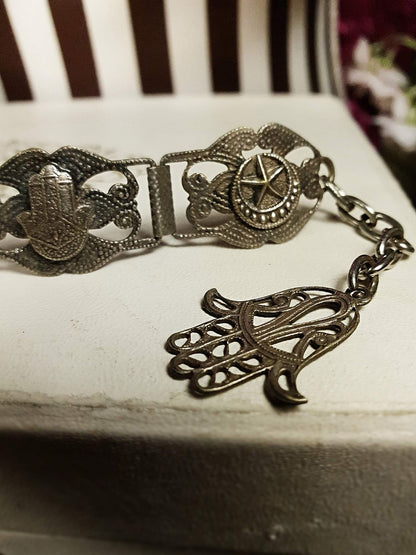 Vintage 1920s Silver Elephant Bracelet Antique Marked Boho Bohemian Algerian