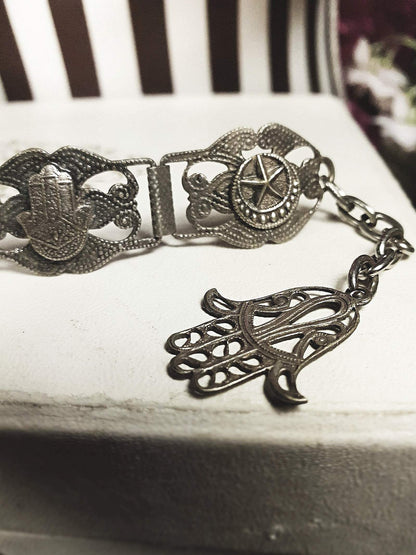Vintage 1920s Silver Elephant Bracelet Antique Marked Boho Bohemian