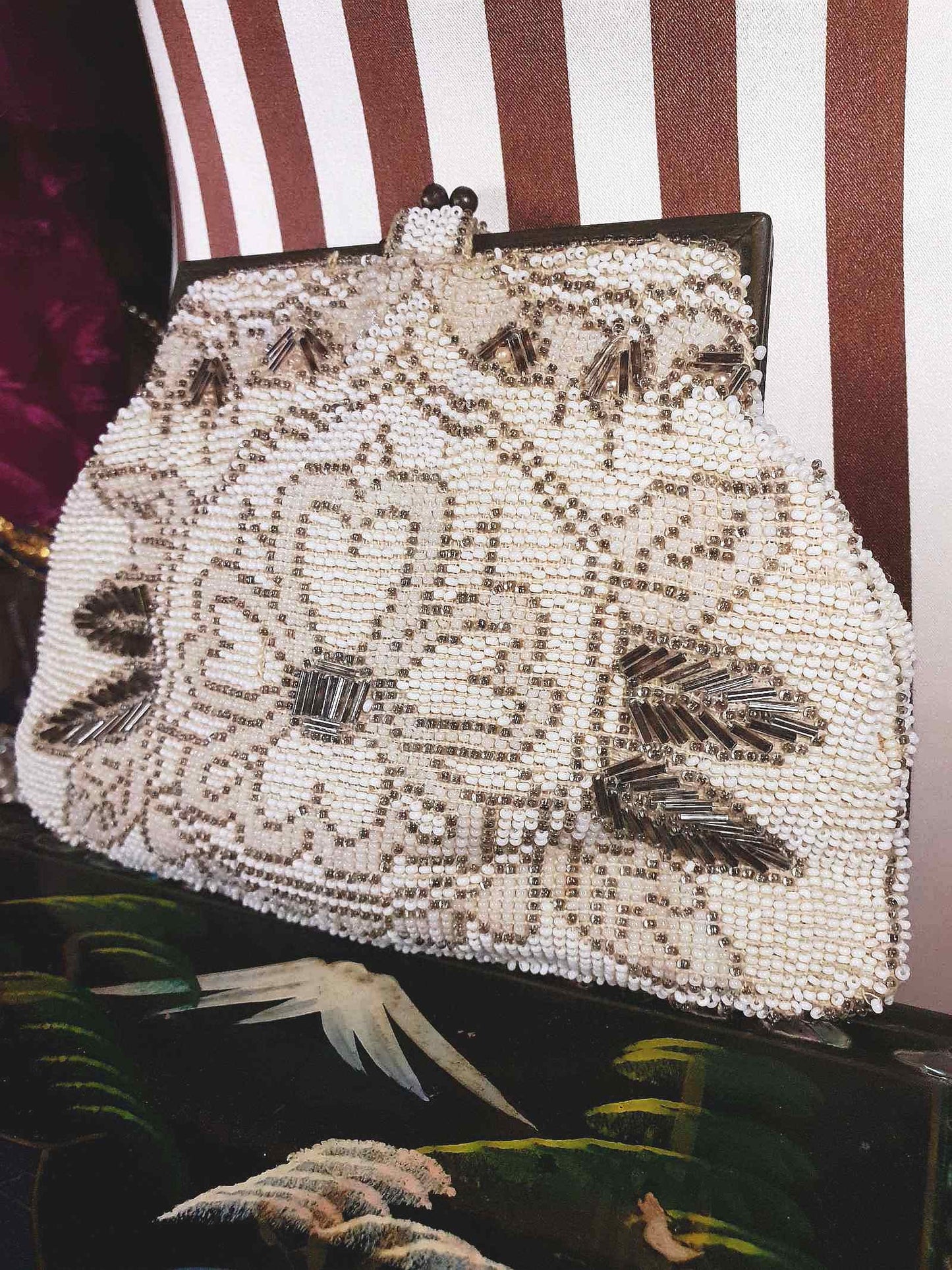 Vintage 1930s Beaded Evening Bag Art Deco Clutch Handbag Czechoslovakian