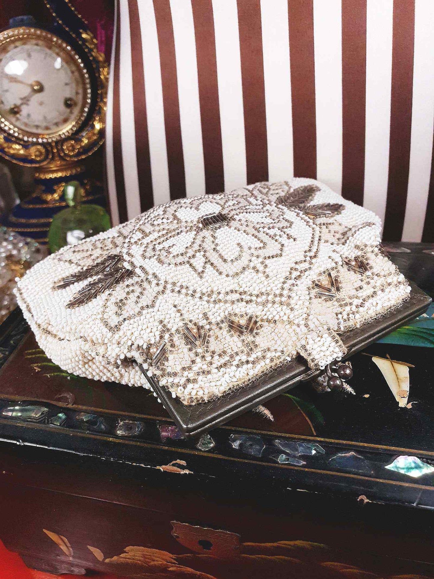 Vintage 1930s Beaded Evening Bag Art Deco Clutch Handbag Czechoslovakian