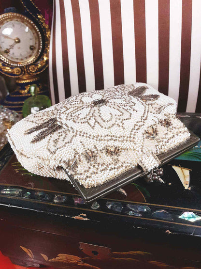 Vintage 1930s Beaded Evening Bag Art Deco Clutch Handbag Czechoslovakian
