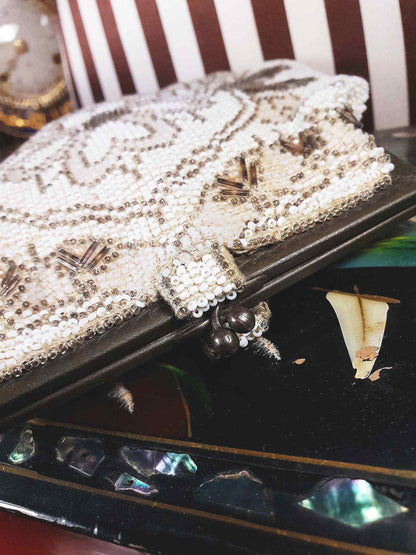 Vintage 1930s Beaded Evening Bag Art Deco Clutch Handbag Czechoslovakian