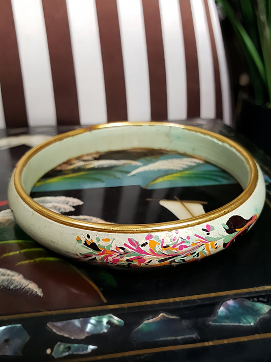 Vintage 1930s Hand Painted Art Bangle Bracelet