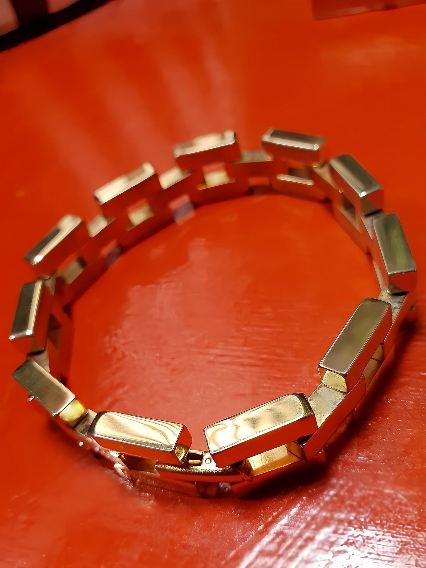 Vintage 1950s 18K Gold RGP Tank Bracelet Modernist MCM - Rolled Gold Plated