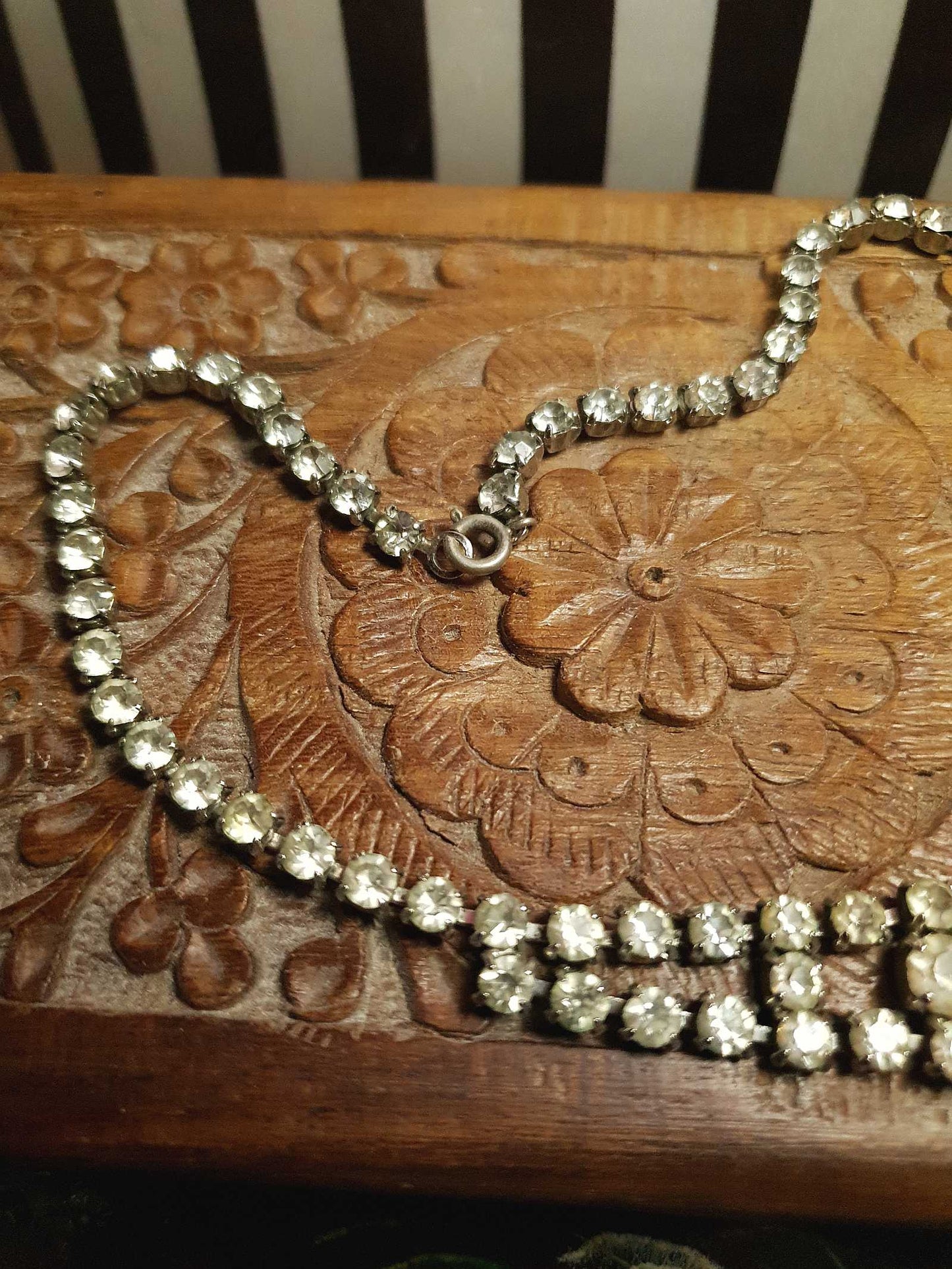 Vintage 1950s Rhinestone Necklace Choker 15" Clear Mid-Century