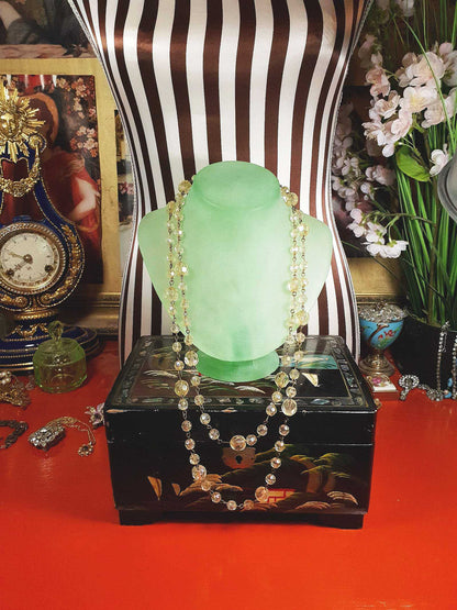 Vintage 1960s Aurora Borealis Necklace 50" AB Brass Honey