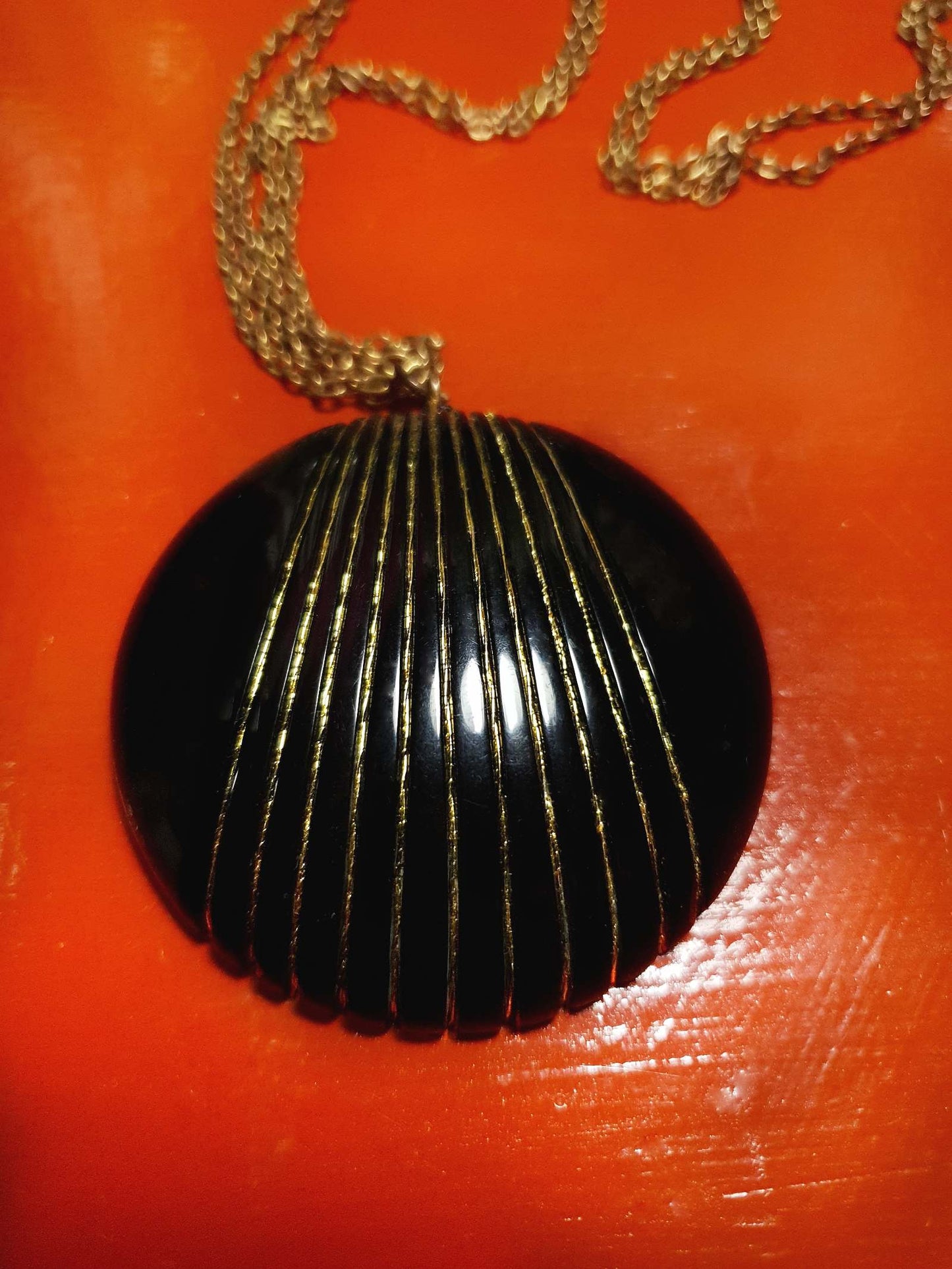 Vintage 1960s Black Pendant Necklace 30" Mod Retro