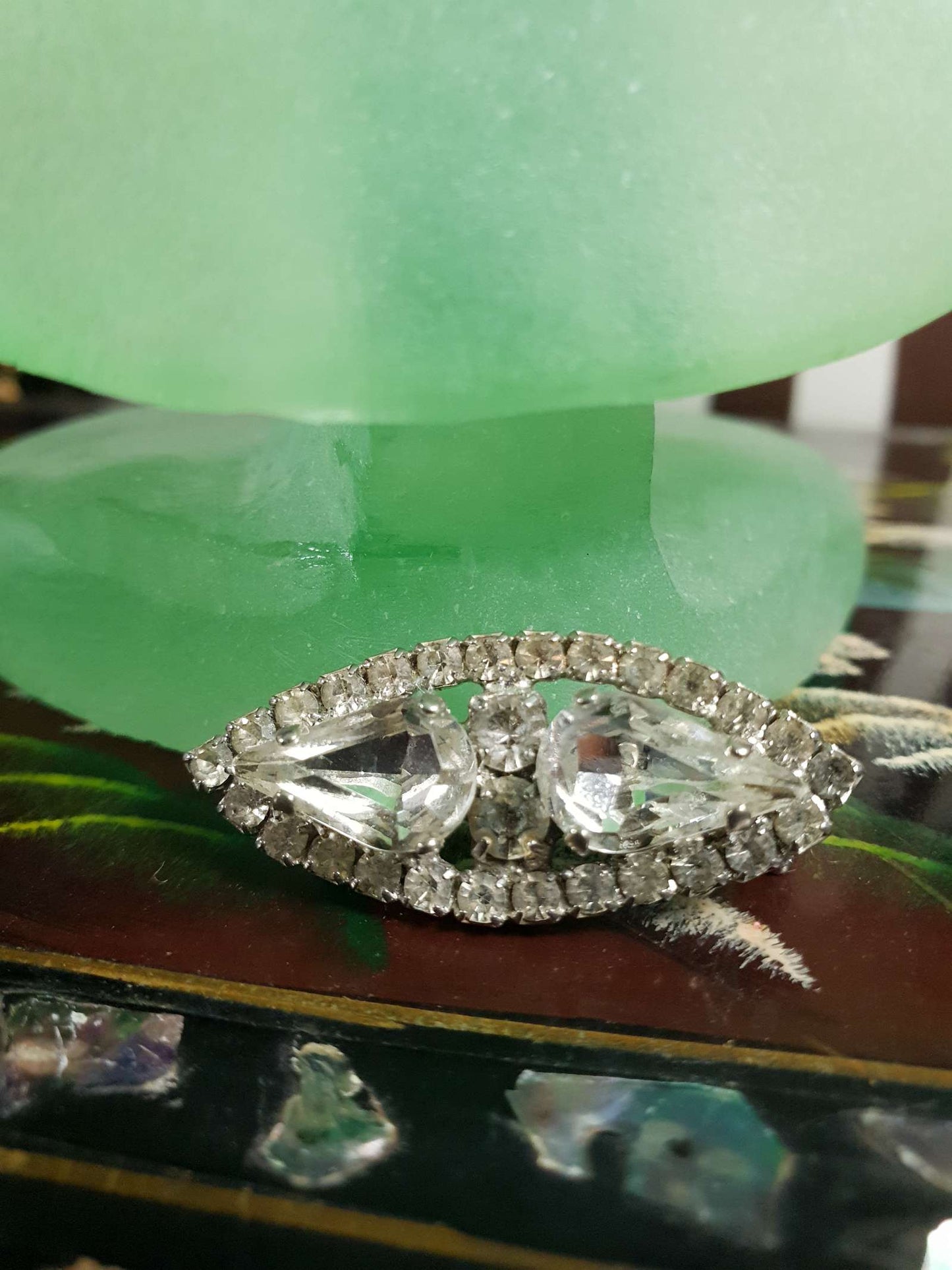 Vintage Clear Rhinestone Brooch Pin 1960s