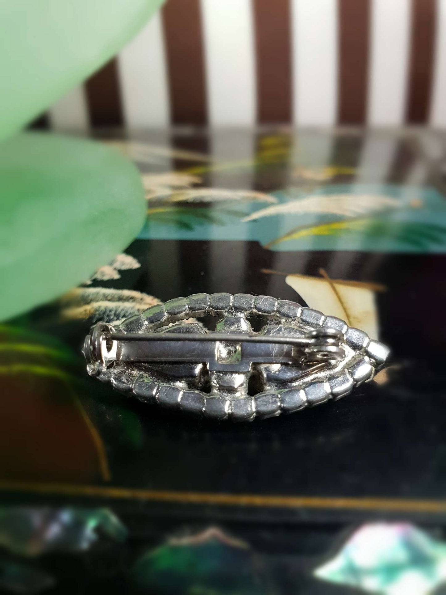 Vintage Clear Rhinestone Brooch Pin 1960s