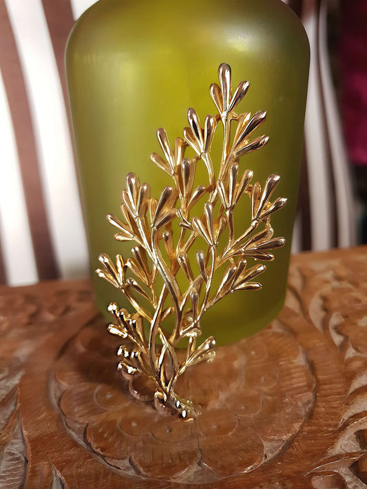 Vintage 1960s Leaf Sprig Brooch Gold Tone Branch Leaves Large
