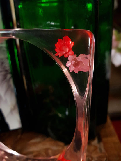 Vintage 1960s Lucite Flower Bangle Bracelet - RARE