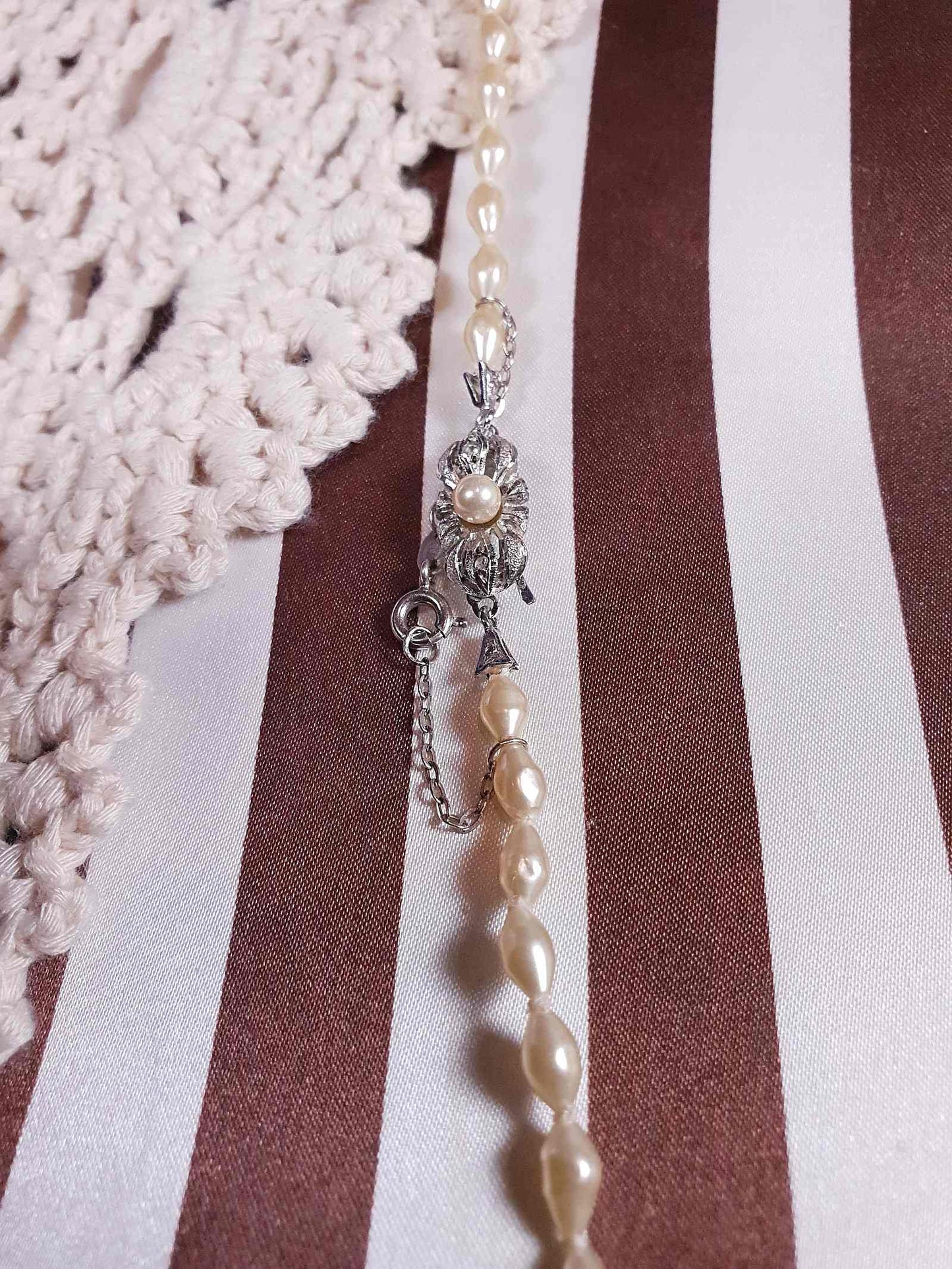 Vintage 1960s Freshwater Pearl Necklace 33" Sterling Silver 925