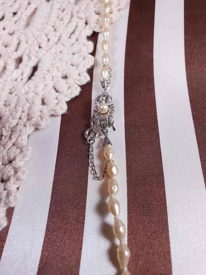 Vintage 1960s Freshwater Pearl Necklace 33" Sterling Silver 925