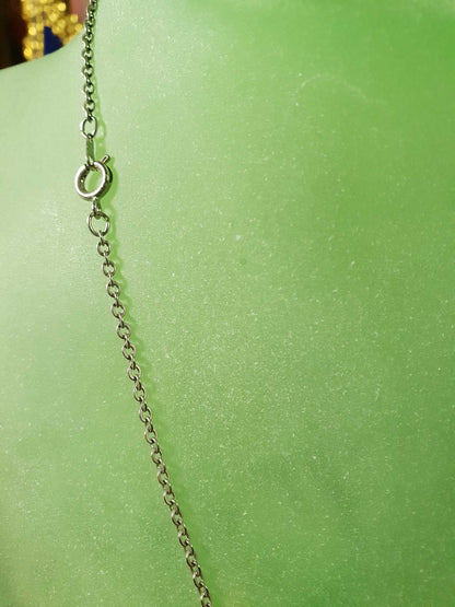 Vintage 1970s Teddy Bear Necklace 20" Silver Tone Pendant Retro