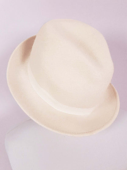 Vintage Cream Wool Fedora Hat 1960s Italian Trilby