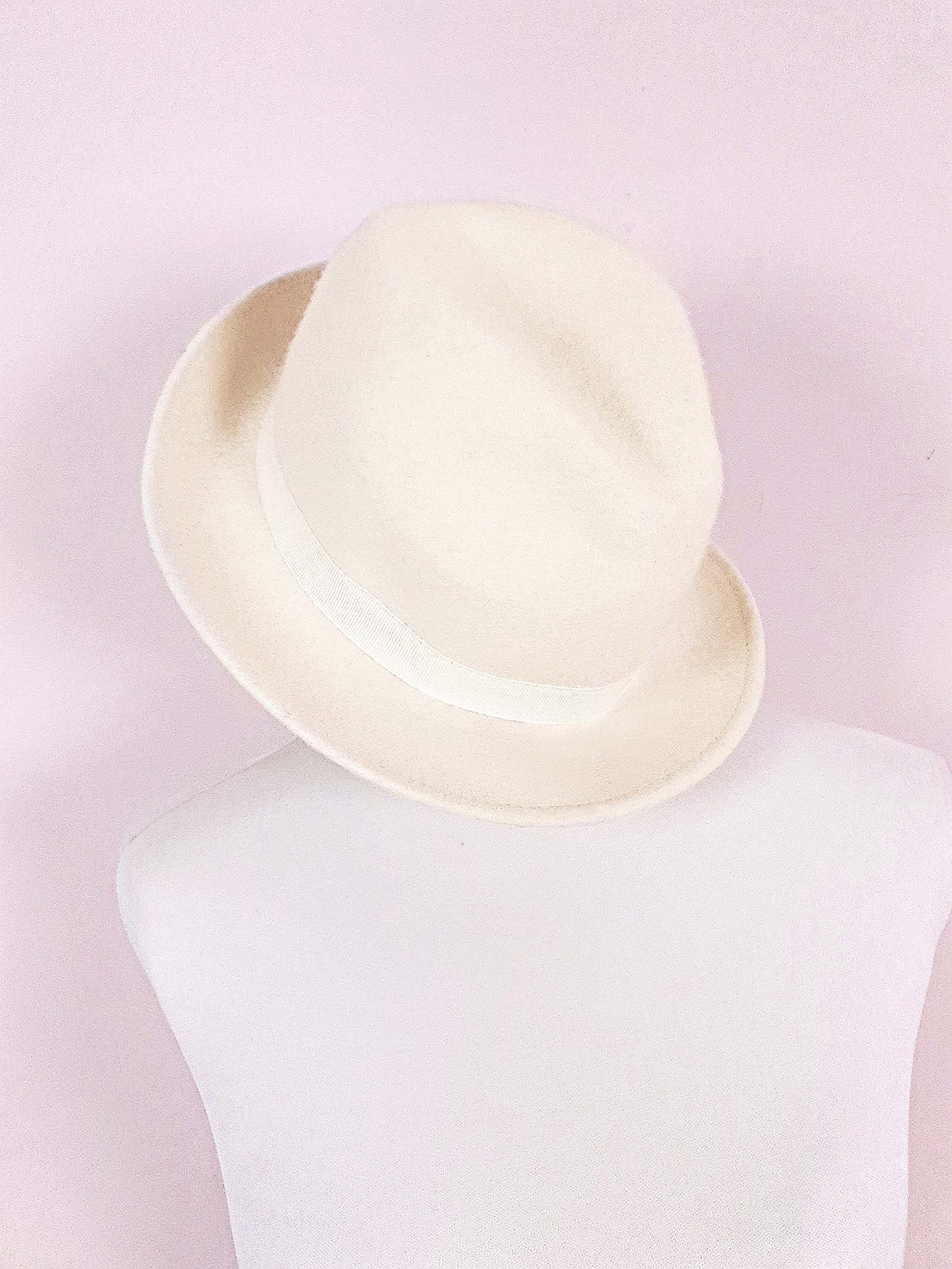 Vintage Cream Wool Fedora Hat 1960s Italian Trilby
